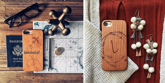 激光打標(biāo)木質(zhì)手機殼，定制專屬您個性